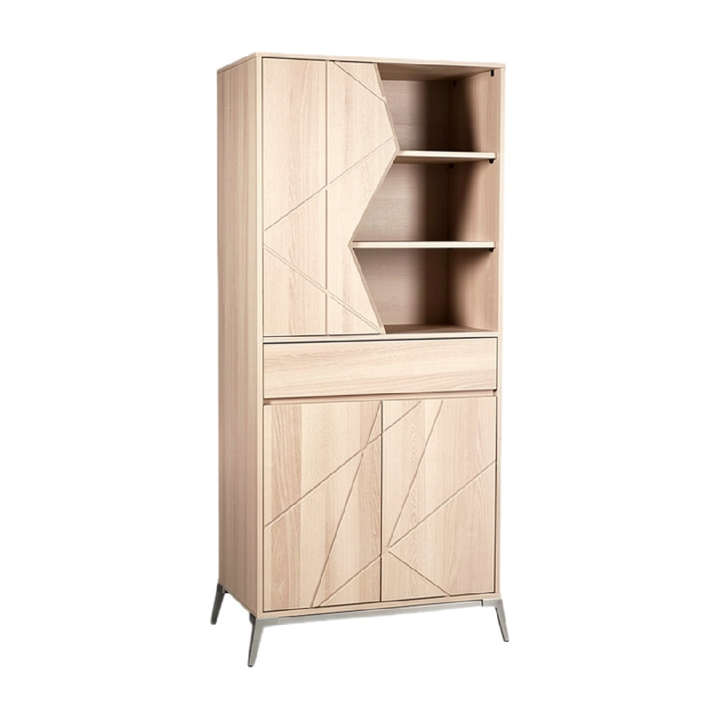 Moderne kast met geometrisch ontwerp en open schappen