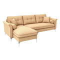Hoekbank Met Kussens in Beige Stof